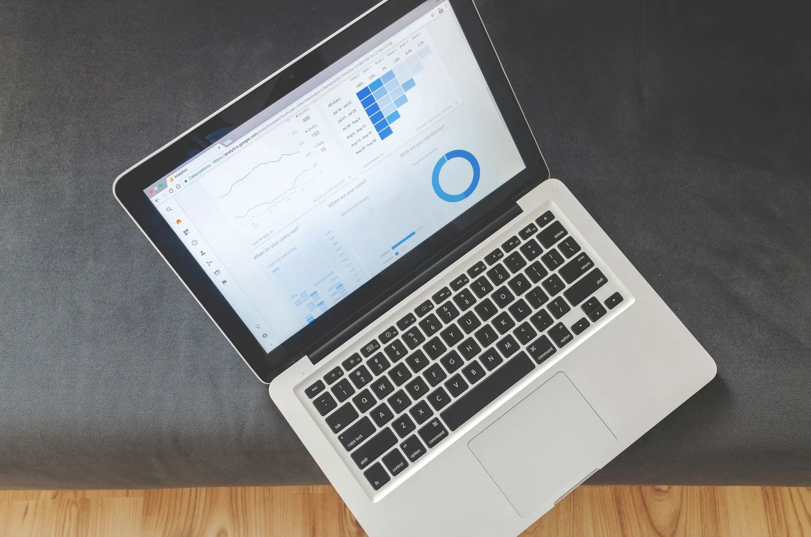 SEO tools for link building — analytics dashboard on a laptop