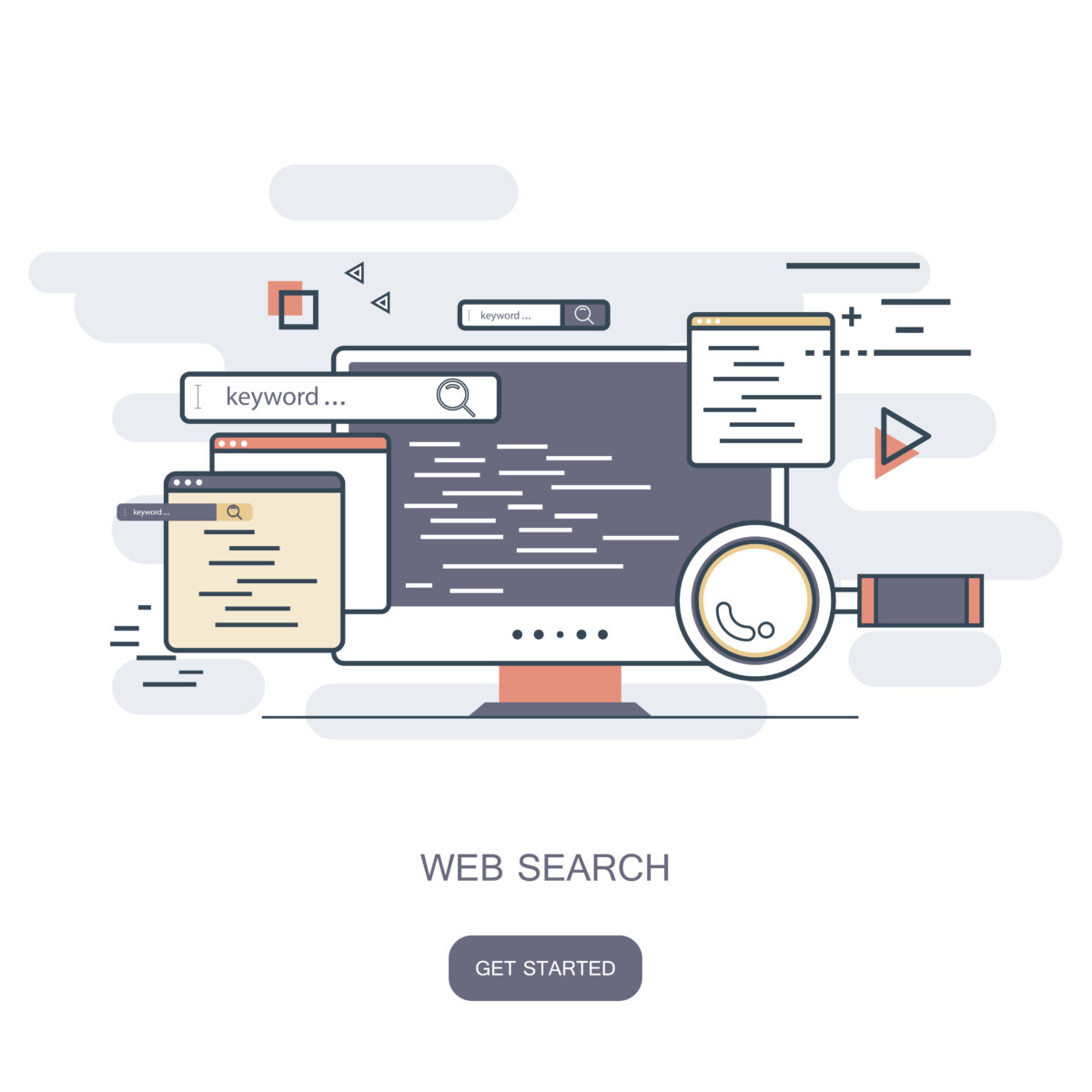 Ilustrație Web Search — unelte gratuite de keyword research